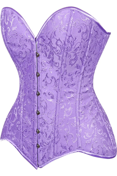 Lavish Lt Purple Brocade Overbust Corset W/Busk Closure
