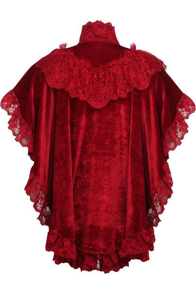 Dark Red Velvet & Lace Capelet