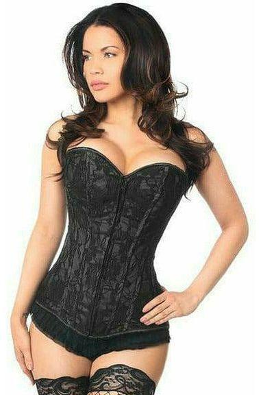 Lavish Black Lace Front Zipper Corset - Daisy Corsets