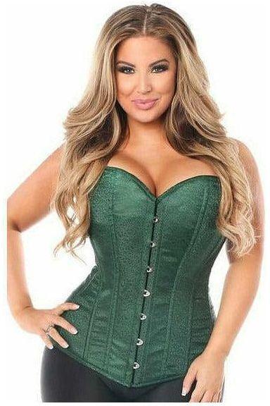 Lavish Dark Green Brocade Corset - Daisy Corsets