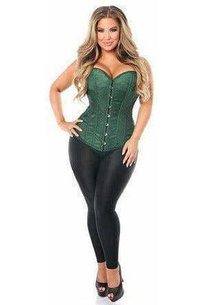 Lavish Dark Green Brocade Corset - Daisy Corsets
