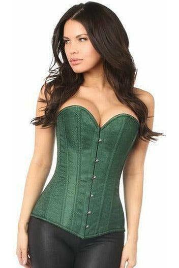 Lavish Dark Green Brocade Corset - Daisy Corsets