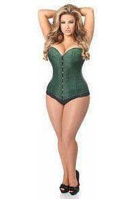 Lavish Dark Green Brocade Corset - Daisy Corsets