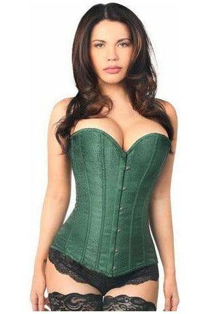 Lavish Dark Green Brocade Corset - Daisy Corsets