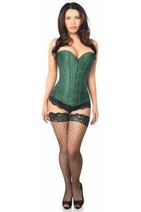 Lavish Dark Green Brocade Corset - Daisy Corsets