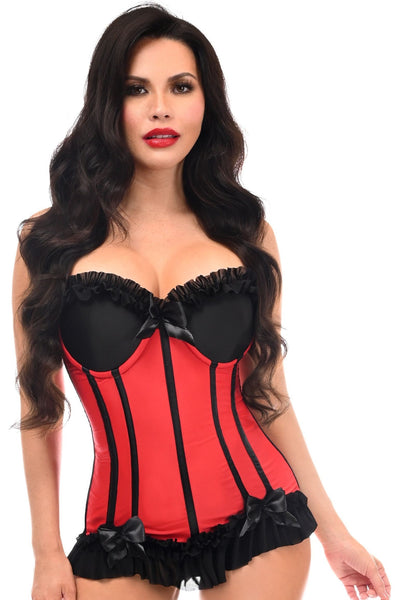 Lavish Red/Black Lycra Hook & Eye Stretch Bustier Corset