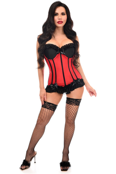 Lavish Red/Black Lycra Hook & Eye Stretch Bustier Corset