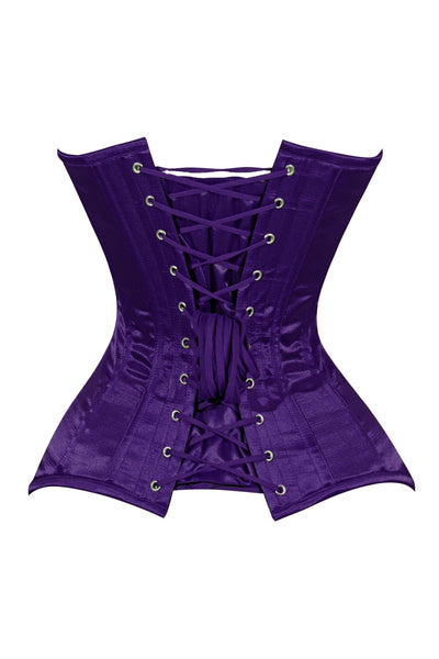 Lavish Dark Purple Satin Overbust Corset Sweetheart Neckline Busk Closure