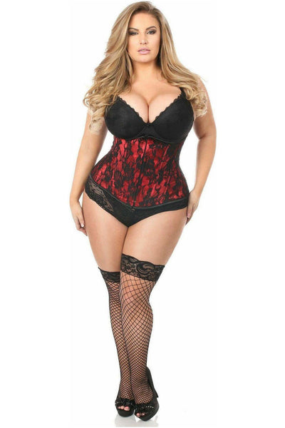 Lavish Red Underbust Corset w/Black Lace Overlay - Daisy Corsets
