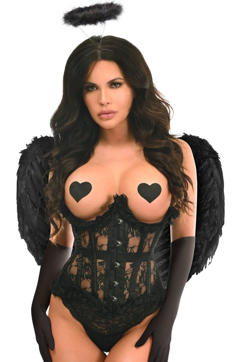 Top Drawer 4 PC Faux Leather Dark Angel Corset Dress Costume