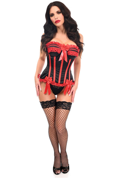 Top Drawer Black/Red Steel Boned Burlesque Corset