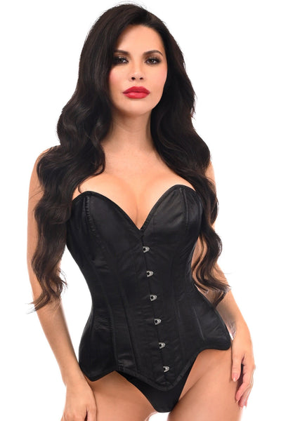 Top Drawer Black Satin Steel Boned Overbust Corset