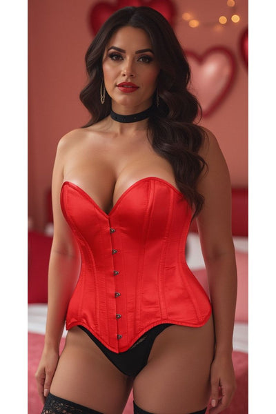 Top Drawer Red Satin Steel Boned Overbust Corset