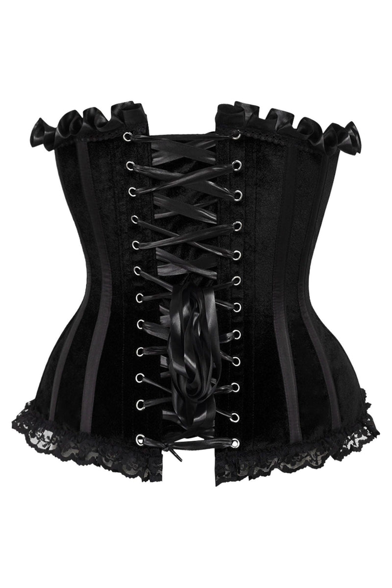 Top Drawer Black/White Steel Boned Burlesque Corset