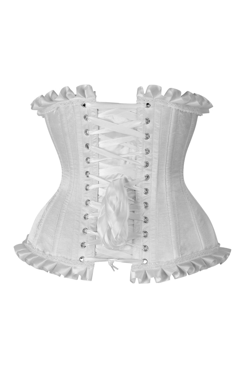 Top Drawer White Satin Underbust Steel Boned Corset