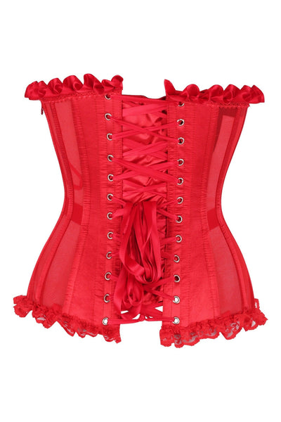 Top Drawer Steel Boned Red Mesh Underwire Bustier Corset