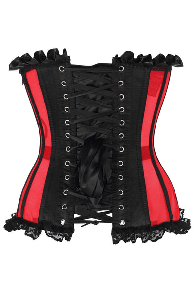 Top Drawer Steel Boned Red/Black Mesh Underwire Bustier Corset