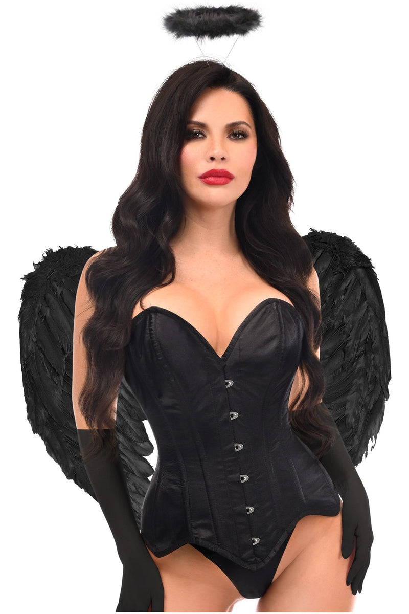 Top Drawer 4 PC Premium Black Angel Corset Costume