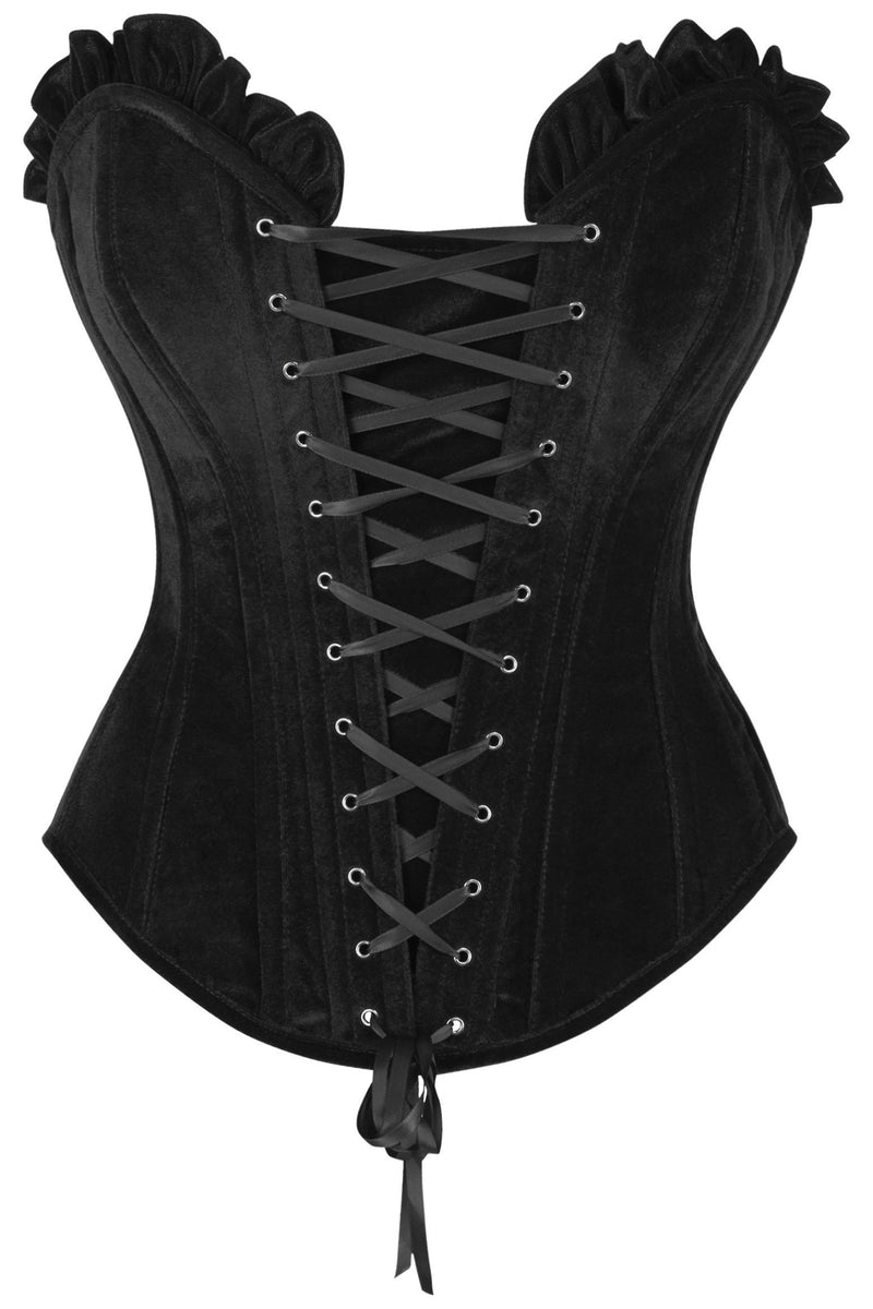 Top Drawer Dark Red Velvet Steel Boned Overbust Corset