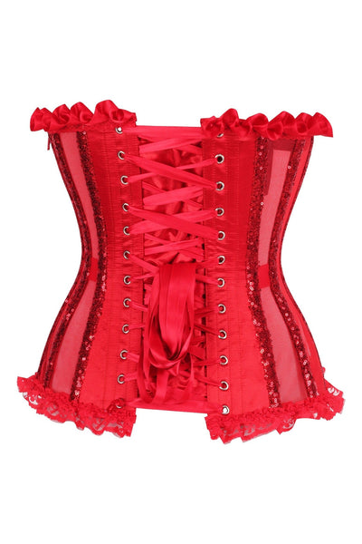 Top Drawer Steel Boned Red Sequin Underwire Bustier Corset