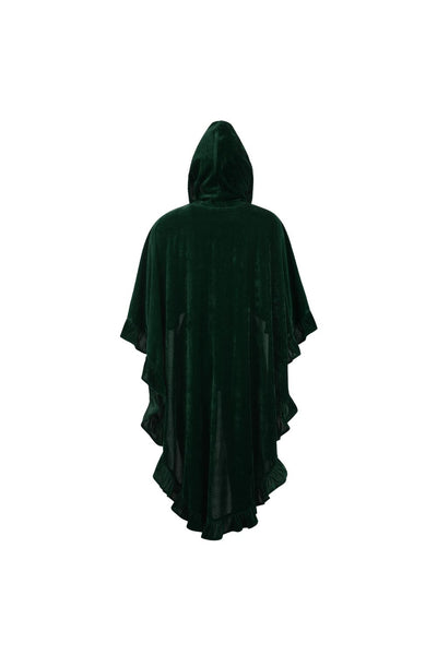 Dark Green Velvet Hooded Ruffle Cape - Daisy Corsets