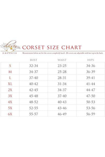 Top Drawer 2 PC Black Satin Steel Boned Corset w/Straps & Striped Skirt Set - Daisy Corsets