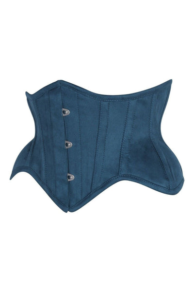 Top Drawer Blue Suede Steel Boned Mini Waist Cincher Corset - Daisy Corsets