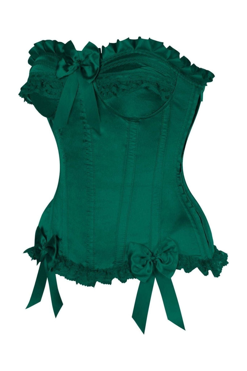 Top Drawer Black/Green Satin Steel Boned Burlesque Corset main image 0