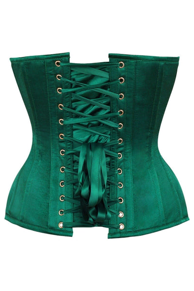 Top Drawer Dark Green Satin Steel Boned Overbust Corset - Daisy Corsets