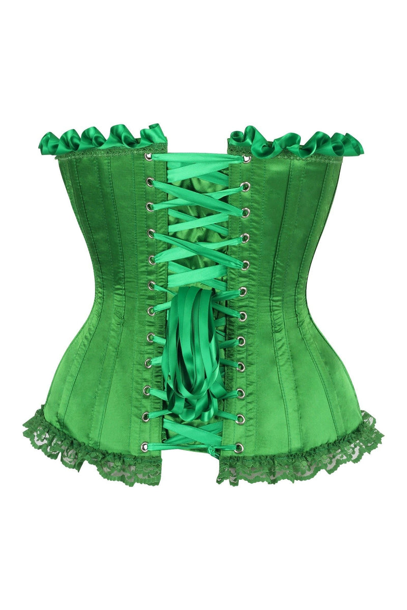 Top Drawer Dark Green Satin Steel Boned Corset
