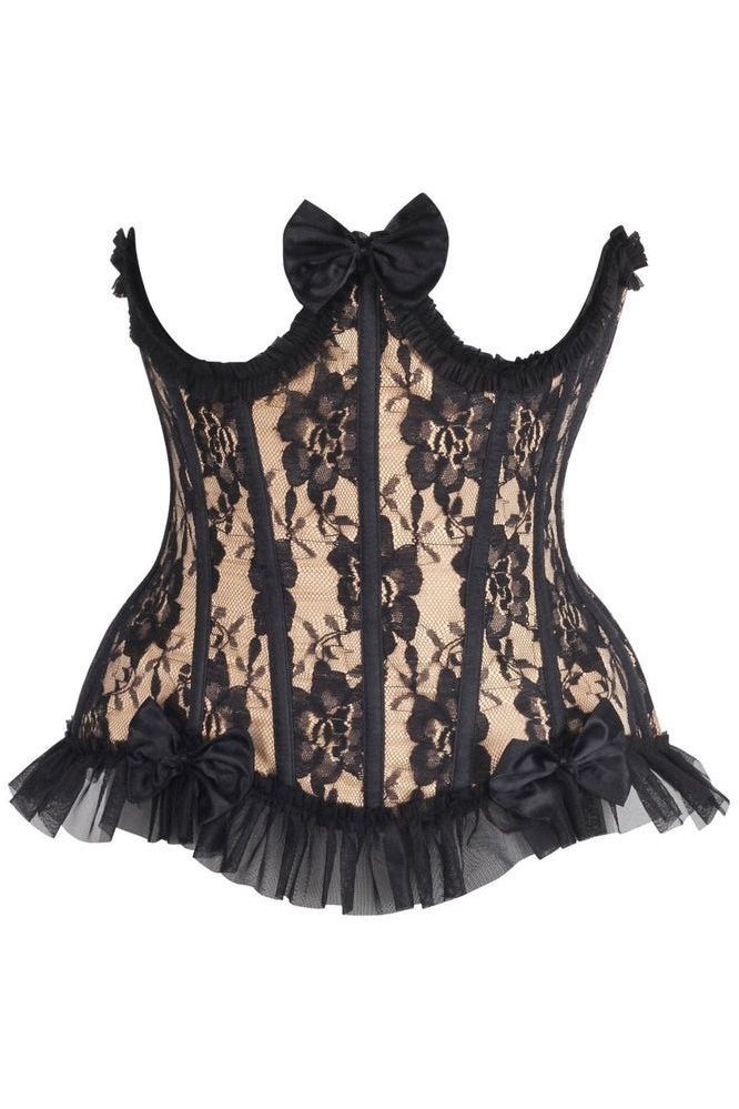 Daisy Corsets Top Drawer Steel Boned Nude/Black Lace Underwire