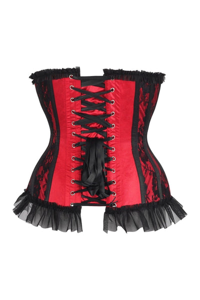 Top Drawer Steel Boned Red/Black Lace Underwire Burlesque Underbust Corset Cincher - Daisy Corsets