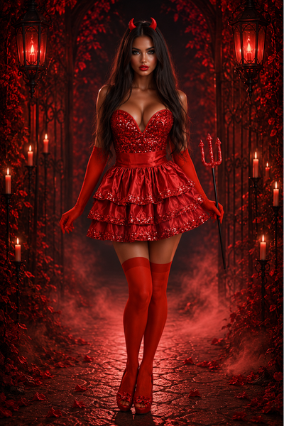Top Drawer 5 PC Red Sequin Devil Corset Costume