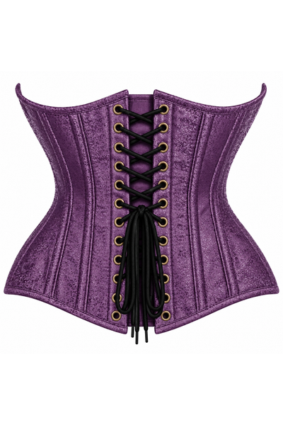 Top Drawer Double Steel Boned Plum Brocade Curvy Underbust Corset