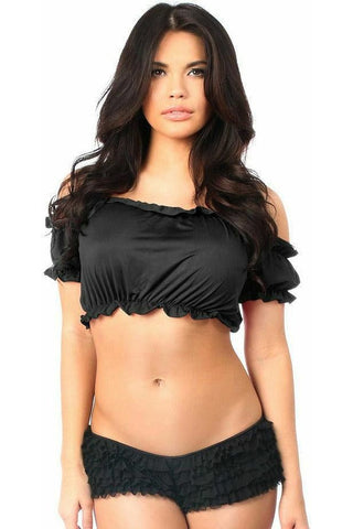 Black Short Sleeve Peasant Top - Daisy Corsets