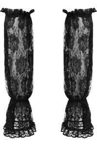 Black Sheer Lace Smocked Sleeves