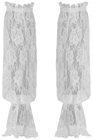 White Sheer Lace Smocked Sleeves