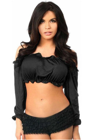 Black Long Sleeve Peasant Top - Daisy Corsets