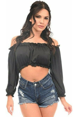 Black Long Sleeve Peasant Top
