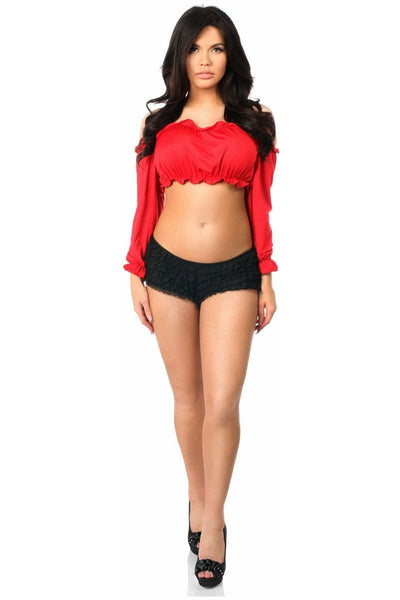 Red Long Sleeve Peasant Top