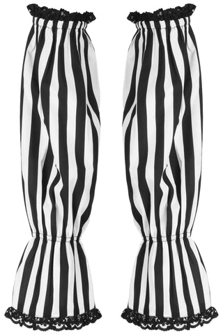 Black/White Striped Smocked Sleeves