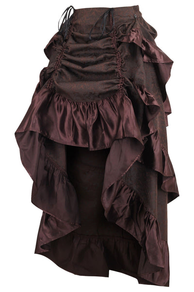 Brown Brocade Adjustable High Low Bustle Skirt