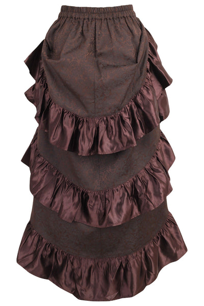 Brown Brocade Adjustable High Low Bustle Skirt