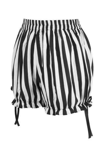 Top Drawer 2 PC White/Black Striped Burlesque Steel Boned Corset & Bloomer Set