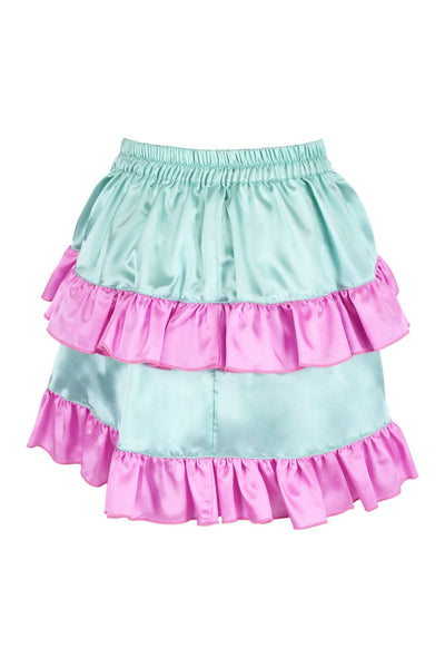 Mint/Pink Satin Ruched Bustle Skirt