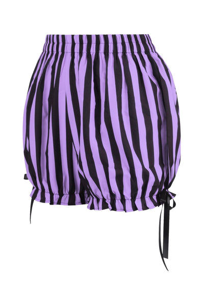 Top Drawer 2 PC Purple/Black Striped Burlesque Steel Boned Corset & Bloomer Set