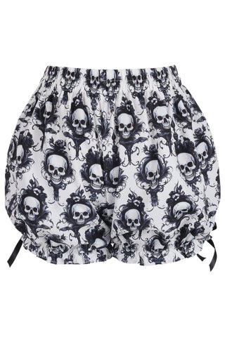 Black/White Skull Print Crepe Bloomers