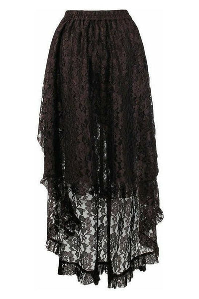 Brown Lace Hi Low Skirt - Daisy Corsets