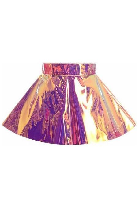 Rainbow Gold Holo Skater Skirt
