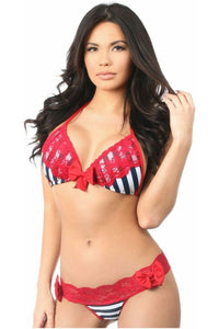 Nautical Lace Trimmed Pucker Back Bikini - Daisy Corsets
